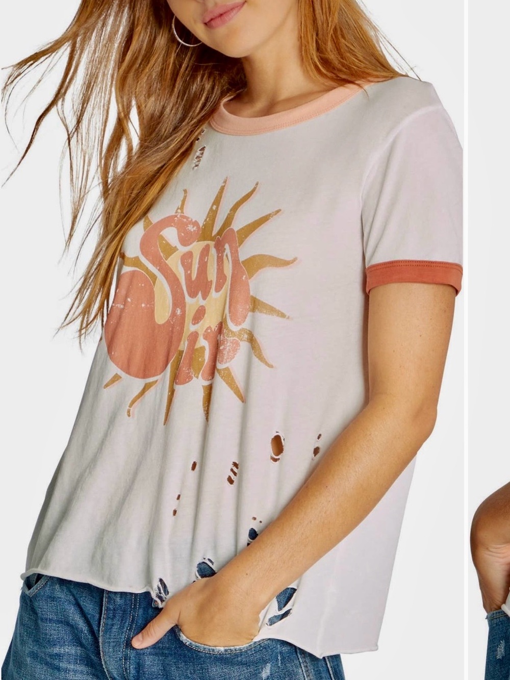 NWOT Wildfox Sun In Johnny Distressed Ringer Tee size M